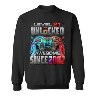 Level 21 Unlocked Awesome Since 2002 21St Birthday Gaming Sweatshirt | Mazezy
