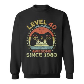 Level 40 Unlocked Awesome Since 1983 40Th Birthday Gaming Sweatshirt - Seseable