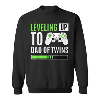 Leveling Up To Dad Of Twins Gaming Gender Reveal Celebration Sweatshirt - Thegiftio UK