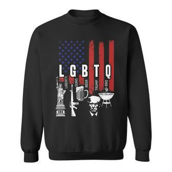 Lgbtq Liberty Guns Bible Trump Bbq Usa Flag Vintage Sweatshirt | Mazezy UK