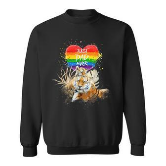 Lgbtq Pride Daddy Tiger With Baby Best Dad Ever Sweatshirt | Mazezy