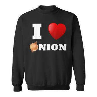 Liebe Zwiebel Sweatshirt, Lustiges 'I Love Onion' Motiv mit Herz - Seseable