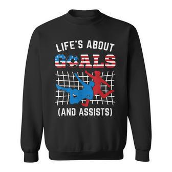 Lifes About Goals & Assists Usa Soccer Lover Support Men Women Sweatshirt Graphic Print Unisex - Seseable