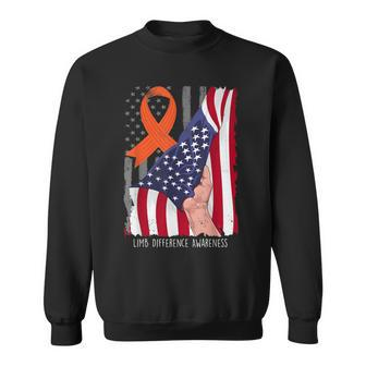 Limb Difference Awareness American Flag Orange Ribbon Sweatshirt - Seseable