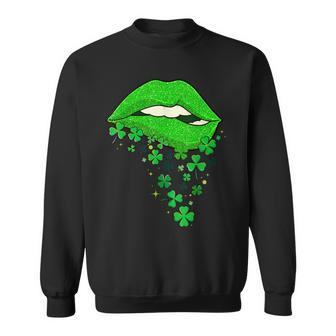 Lips Sexy Green Cool Irish Shamrock St Patricks Day Sweatshirt | Mazezy