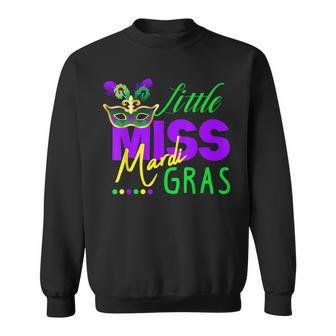 Little Miss Mardi Gras Jester Hat Mardi Beads New Orleans Sweatshirt - Seseable