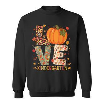 Love Kindergarten Happy Fall Thanksgiving Women Teacher Men Women Sweatshirt Graphic Print Unisex - Thegiftio UK