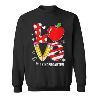 Love Kindergarten Teacher Students Heart Valentines Day Sweatshirt - Seseable