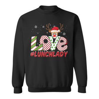 Love Lunch Lady Merry Christmas Xmas Rudolph Reindeer Santa Men Women Sweatshirt Graphic Print Unisex - Thegiftio UK