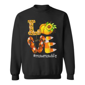 Love Mawmawlife Pumpkin Flip Flops Mawmaw Life Halloween Sweatshirt | Mazezy UK