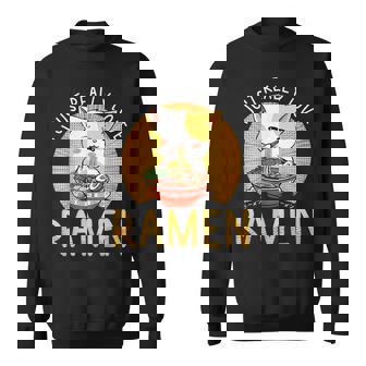 Love Ramen Japanese Noodles Kawaii Anime Cat V2 Men Women Sweatshirt Graphic Print Unisex - Thegiftio