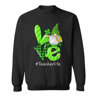 Love Teacher Life Gnome Leopard Shamrock St Patricks Day V2 Sweatshirt - Seseable