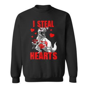 Lover I Steal Hearts Valentine Cute T Rex Valentines Day Sweatshirt - Seseable