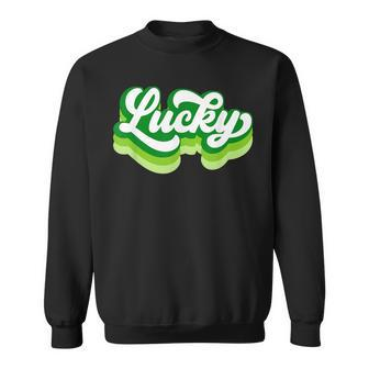 Lucky Green Retro St Patricks Day Funny Irish Sweatshirt - Seseable