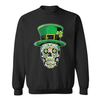 Lucky St Patricks Day Green Irish Shamrock Skull Cap Sweatshirt - Thegiftio UK