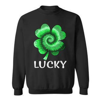Lucky St Patricks Day St Paddys Outfit Shamrock Tie Dye Sweatshirt - Thegiftio
