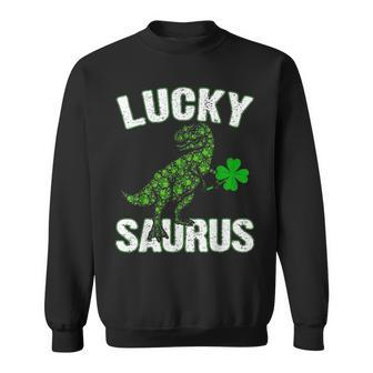 Lucky T Rex Saurus Clovers Shamrock St Patrick Day Gifts Sweatshirt | Seseable UK