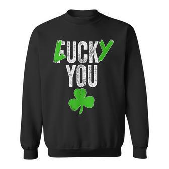 Lucky You Shamrock Irish Ireland St Patricks Day Vintage Sweatshirt | Mazezy AU