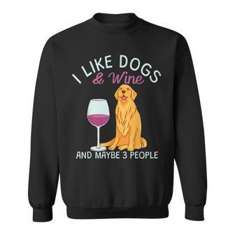 Lustig Ich Mag Hund Und Wein Sweatshirt - Seseable