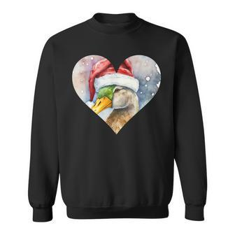 Lustige Ente Weihnachtsmütze Vintage Valentinstag Ente Sweatshirt - Seseable