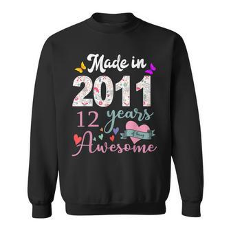 Made In 2011 Floral 12 Year Old 12Th Birthday Gifts Women Sweatshirt - Thegiftio UK
