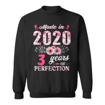 Made In 2020 Floral 3 Year Old 3Rd Birthday Gifts Women Sweatshirt - Thegiftio UK