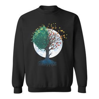 Magic Celtic Tree Of Life With Butterflies Men Women Sweatshirt Graphic Print Unisex - Seseable