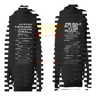 Maintenance Mechanic Nutrition Facts Funny Vintage Gifts Men Men Women Sweatshirt Graphic Print Unisex - Thegiftio
