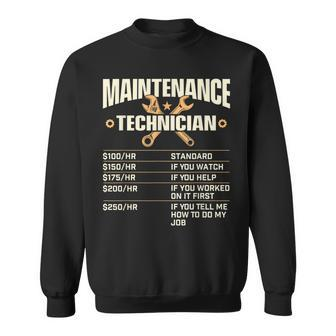 Maintenance Technician Hourly Rate - Handyman Repair Worker Sweatshirt - Seseable
