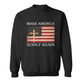 Make America Godly Again American Flag V2 Men Women Sweatshirt Graphic Print Unisex - Thegiftio UK