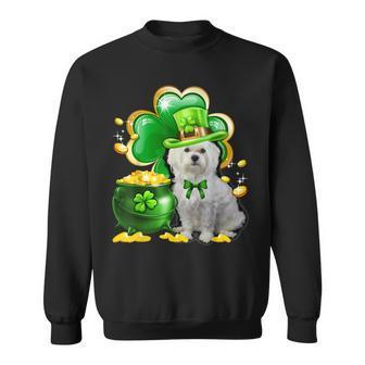 Maltese Dog Shamrock St Patricks Day Dog Irish Sweatshirt - Seseable