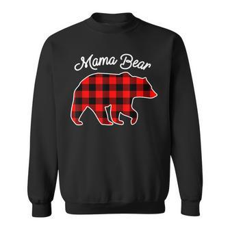 Mama Bear | Red Plaid Matching Family Christmas Men Women Sweatshirt Graphic Print Unisex - Seseable
