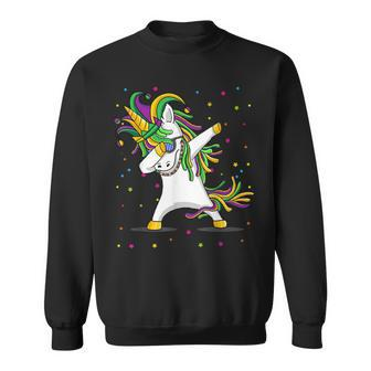 Mardi Gras Flossing Unicorn Jester Hat Unicorn Funny Sweatshirt - Seseable