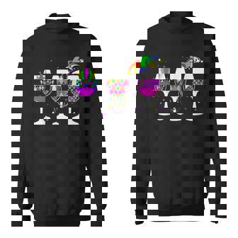 Mardi Gras Glass Of Wine Funny Drinking Wine For Men Women Sweatshirt | Seseable CA