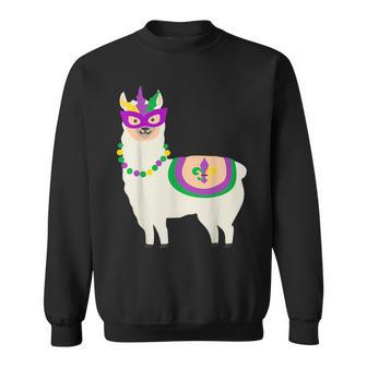 Mardi Gras Llama Funny Carnival Fat-Tuesday Party Sweatshirt - Seseable