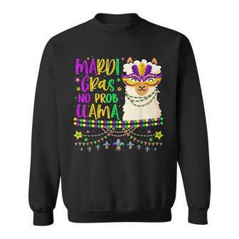 Mardi Gras No Prob Llama Alpaca Funny Carnival Party Girls Sweatshirt - Seseable