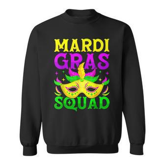 Mardi Gras Squad Carnival Party Funny Mask Beads Women Men Sweatshirt - Seseable
