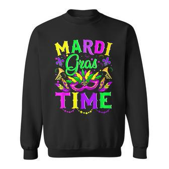 Mardi Gras Time Feathered Krewes Mask Funny Mardi Gras Sweatshirt - Seseable