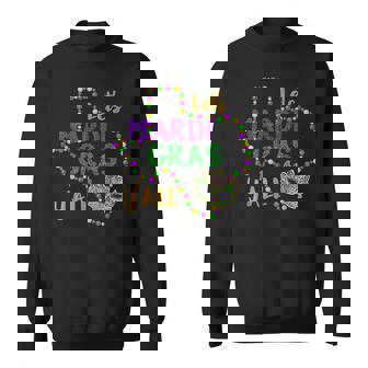 Mardi Gras Yall Galveston Fun Cute Beads And Mask Sweatshirt - Seseable