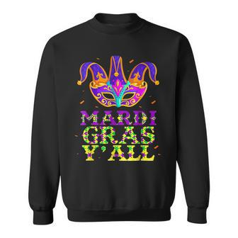 Mardi Gras Yall New Orleans Mardi Gras Jester Crown Sweatshirt - Seseable