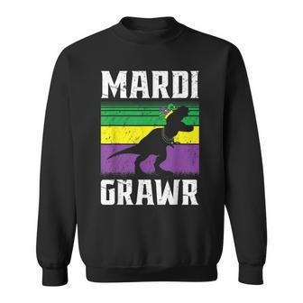 Mardi Grawr T Rex Dinosaur Jester Hat Mardi Beads Mardi Gras V5 Sweatshirt - Seseable