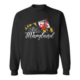 Maryland Flag And Pride Home Family Vintage Maryland Sweatshirt - Seseable