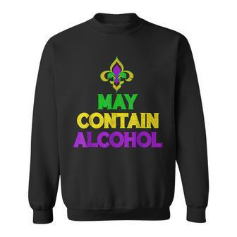 May Contain Alcohol Funny Mardi Gras 2023 Men Women Sweatshirt Graphic Print Unisex - Seseable