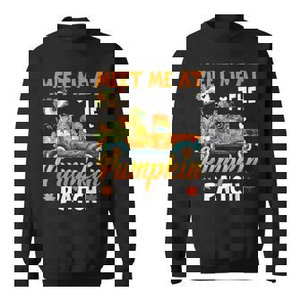 Meet Me At The Pumpkin Patch Truck Halloween Fall Men Women Sweatshirt Graphic Print Unisex - Thegiftio UK