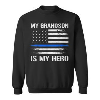 Mein Enkel Ist Mein Held Polizei Opa Oma Thin Blue Line Sweatshirt - Seseable