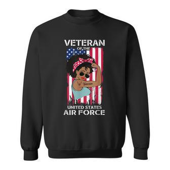 Melanin Female Air Force Veteran Us Air Force Usaf Men Women Sweatshirt Graphic Print Unisex - Seseable