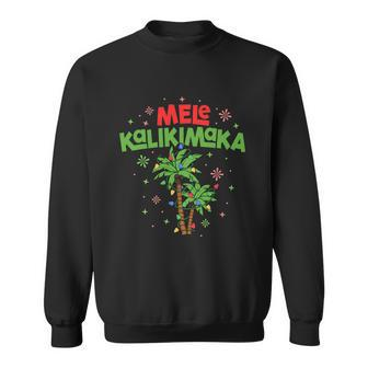 Mele Kalikimaka Hawaiian Christmas Palm Tree Lights Xmas Sweatshirt - Monsterry