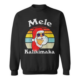 Mele Kalikimaka Retro Christmas Santa Shaka Hawaii Men Women Sweatshirt Graphic Print Unisex - Seseable