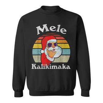 Mele Kalikimaka Retro Christmas Santa Shaka Hawaii V2 Men Women Sweatshirt Graphic Print Unisex - Seseable