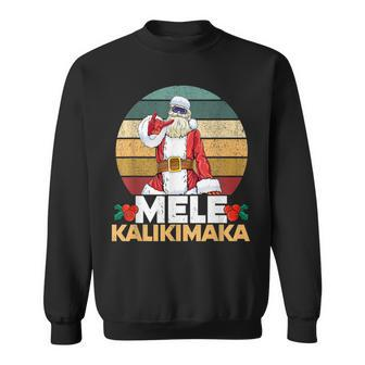 Mele Kalikimaka Retro Tropical Christmas Santa Shaka Hawaii Men Women Sweatshirt Graphic Print Unisex - Seseable